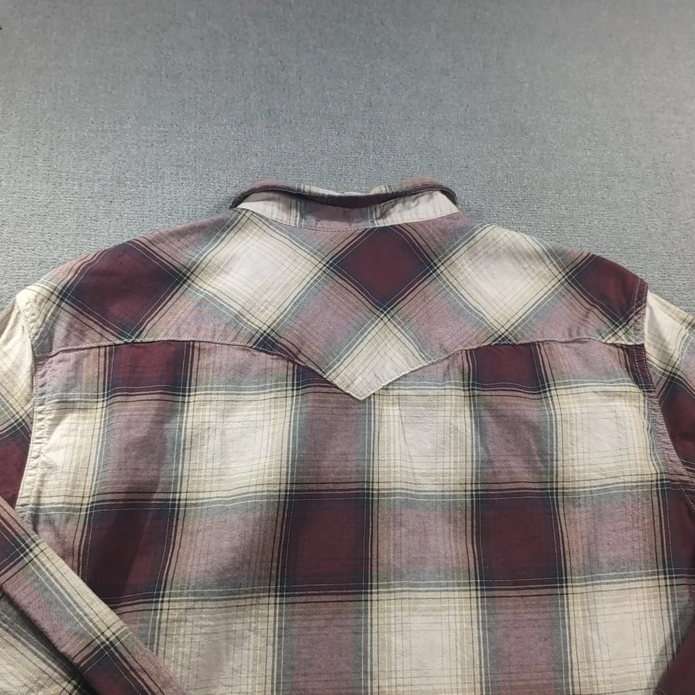 Levi's Plaid Shirt Mens L Check Button‎ Up Snap Button Red Tab Western Ranch